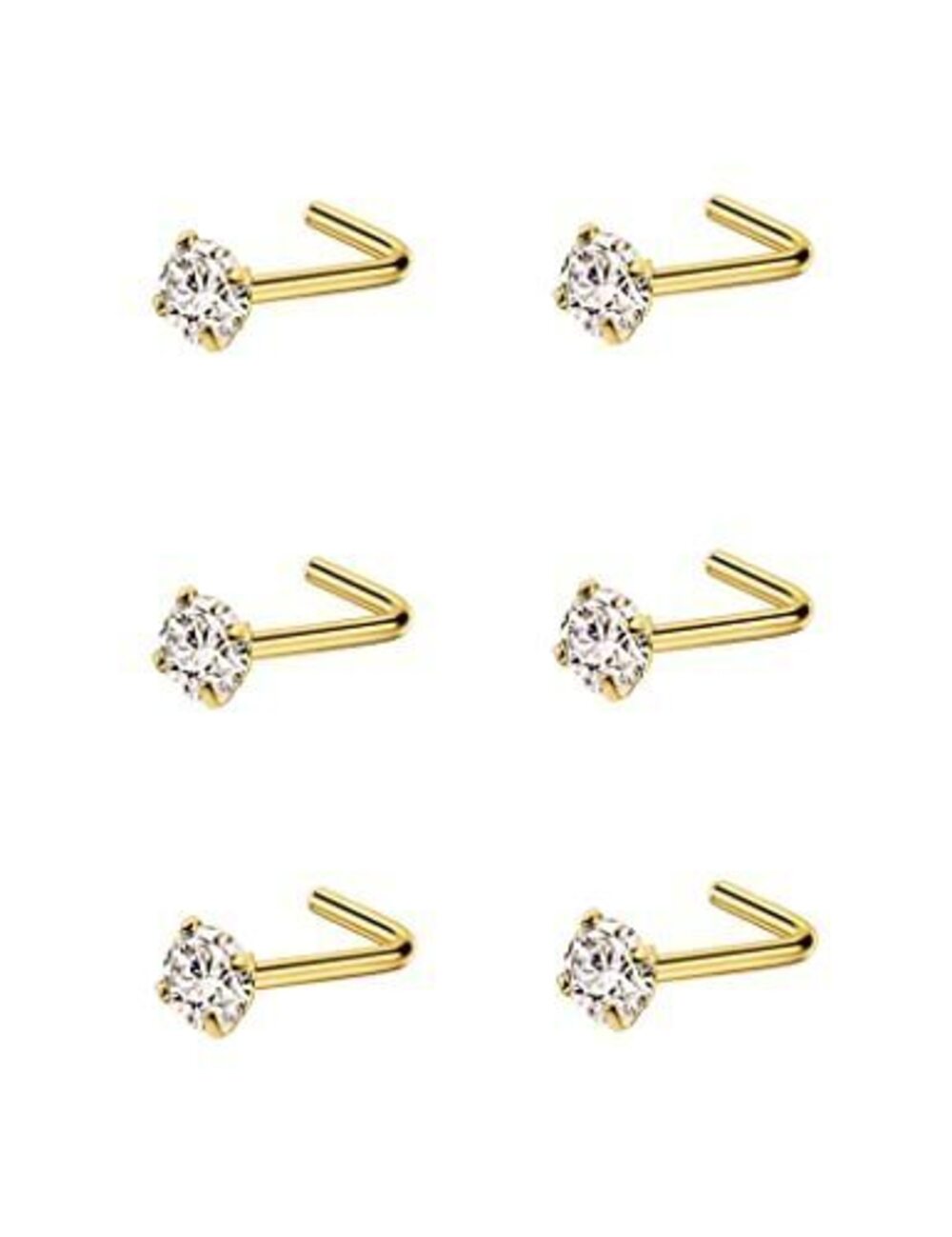 3007 316L Surgical Steel Nose Rings L Shape Diamond Nose Studs
